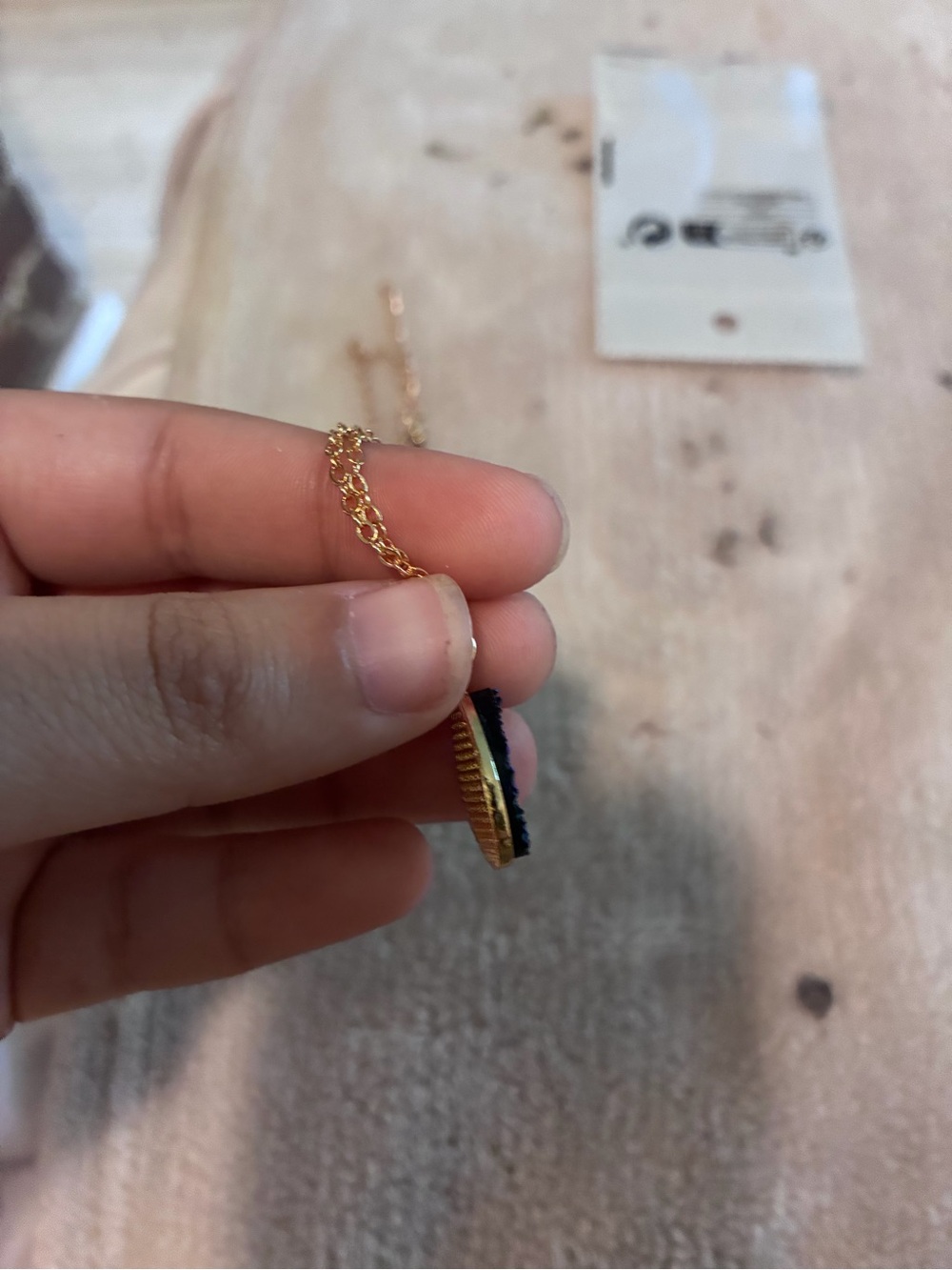Blue Teardrop Druzy Pendant Gold Chain Necklace — image 4 of 6